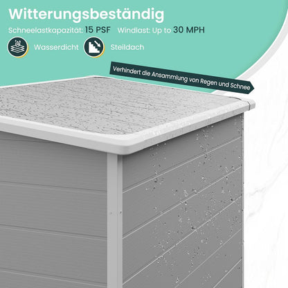 Wetterfestes Gartenhaus 152x92x192 cm – Grau & Weiß