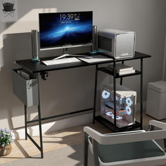 Computertisch 115 cm Weißer Bürotisch mit Bücherregal