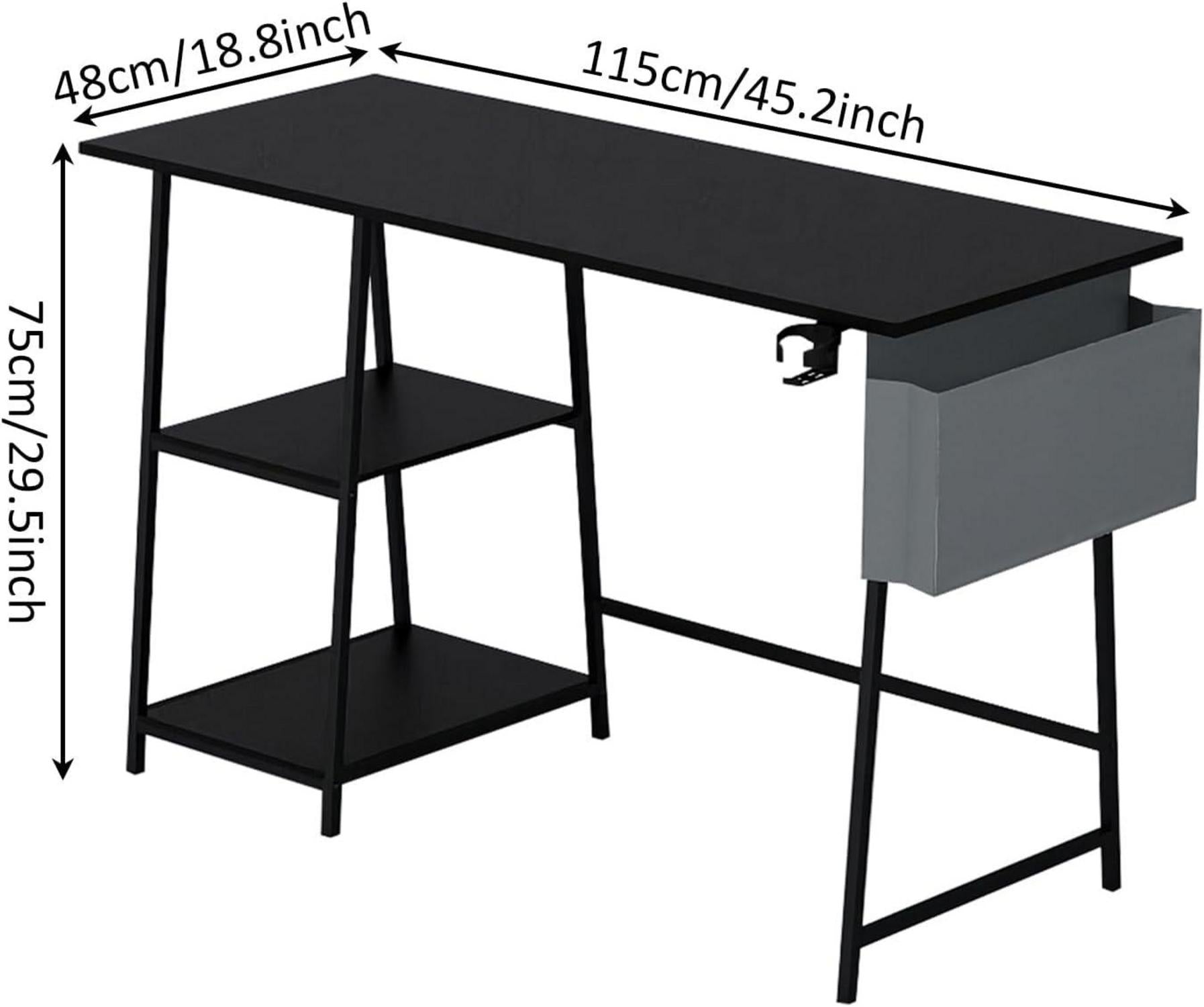 Schreibtisch mit Bücherregal und schwebenden Regalen