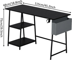 Schreibtisch mit Bücherregal und schwebenden Regalen