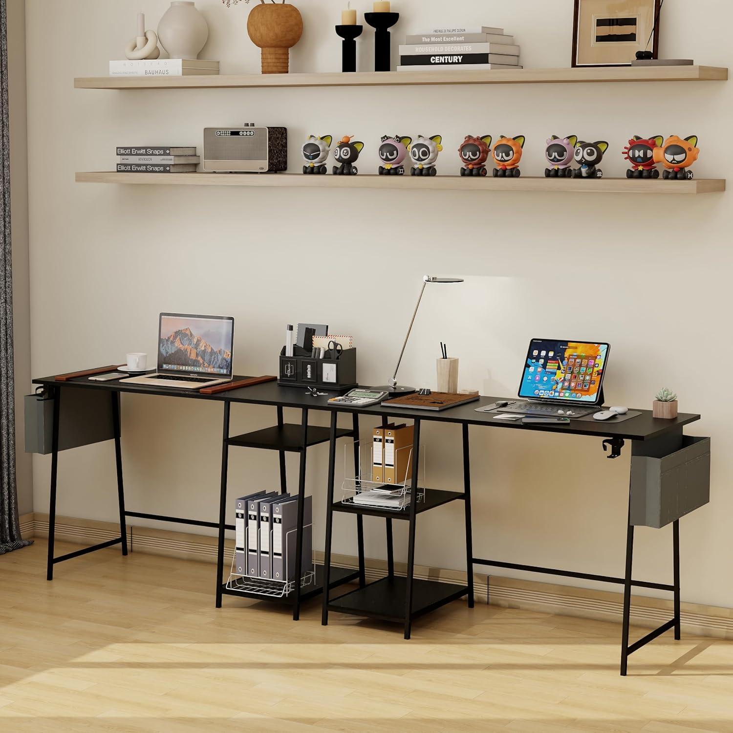 Weißer Computertisch 115cm Bürotisch mit Bücherregal Gaming-Laptop-Tisch