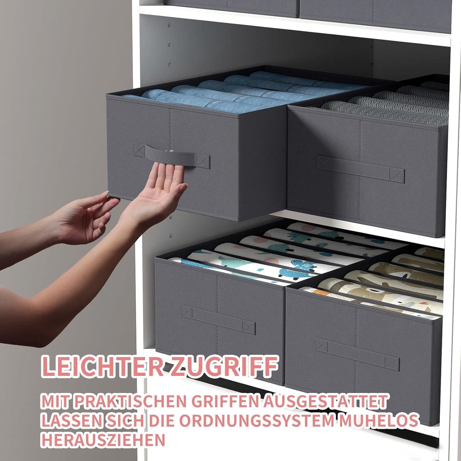 Kleiderschrank-Organizer Aufbewahrungsbox 6 Fächer, faltbar, grau