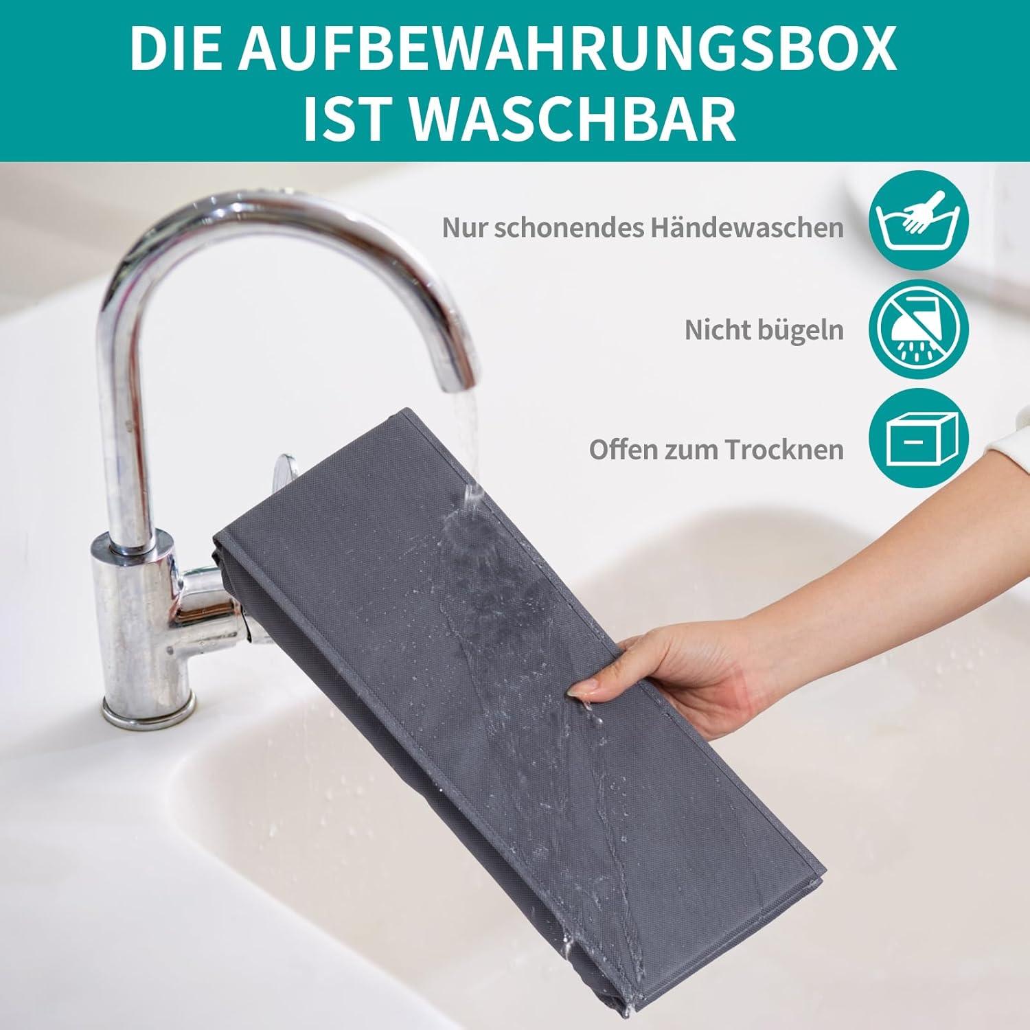 Kleiderschrank Organizer 4er Set Aufbewahrungsbox 6 Fächer 42x30x17cm Grau