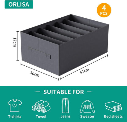 Kleiderschrank-Organizer 4er Set Aufbewahrungsbox mit 6 Fächern
