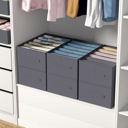 Kleiderschrank Organizer 4er Set Aufbewahrungsbox 6 Fächer 42x30x17cm Grau