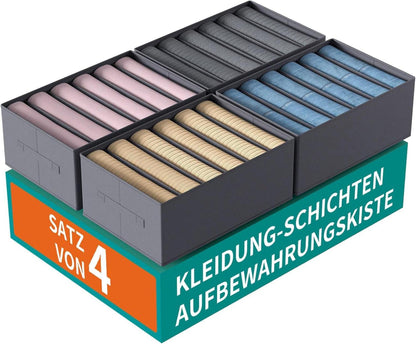 ORLISA Kleiderschrank-Organizer 4er Set 6 Fächer 42x30x17 cm grau