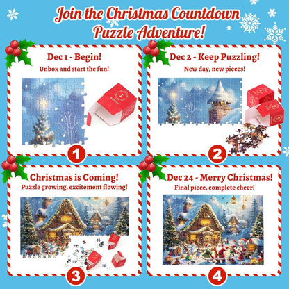 MJARTORIA Puzzle Adventskalender Weihnachten 1008 Teile Geschenk