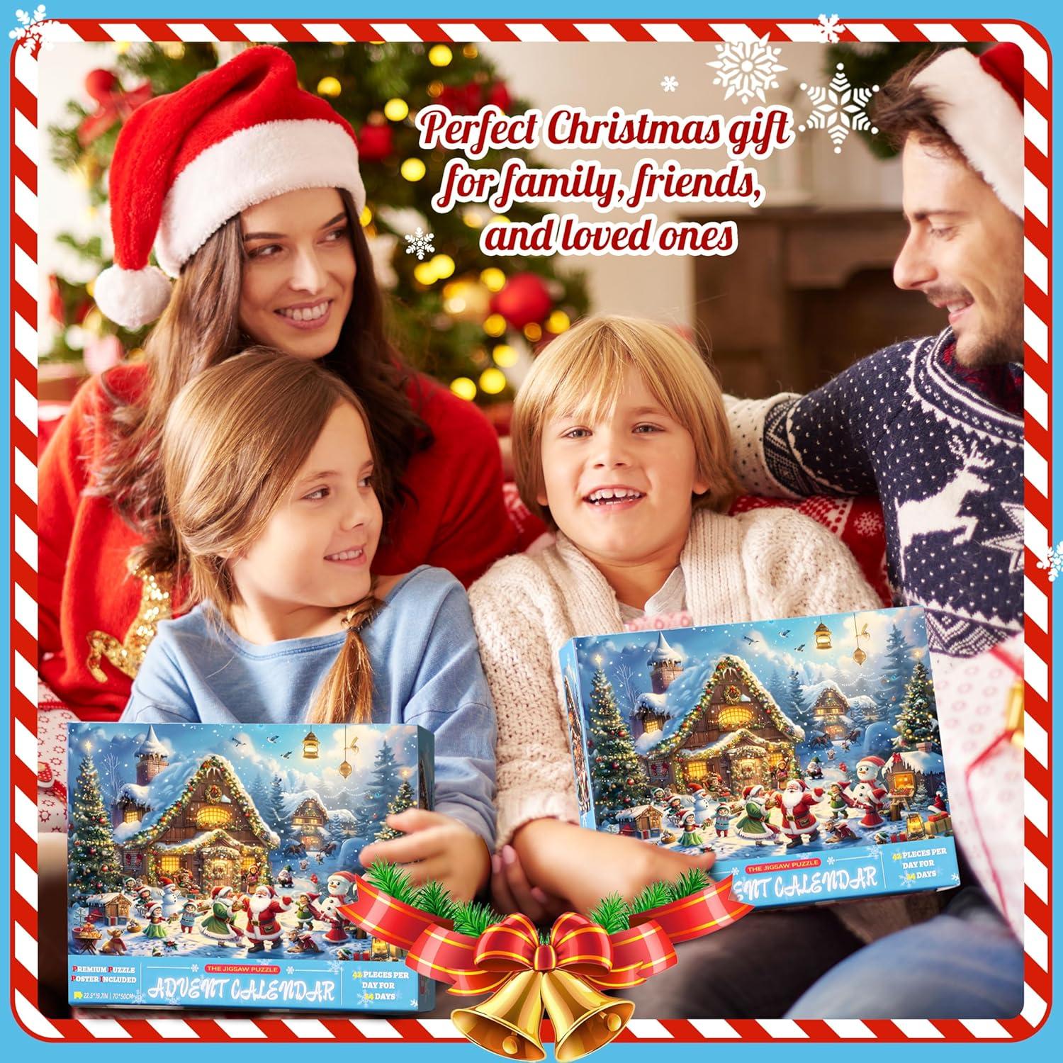 MJARTORIA Puzzle Adventskalender 2024 für Erwachsene Kinder Blau