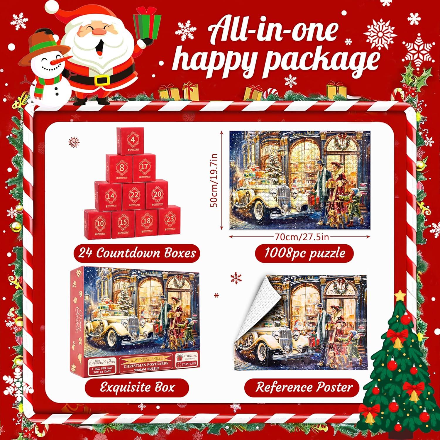 MJARTORIA Adventskalender 2024 Weihnachtspuzzle 1008 Teile