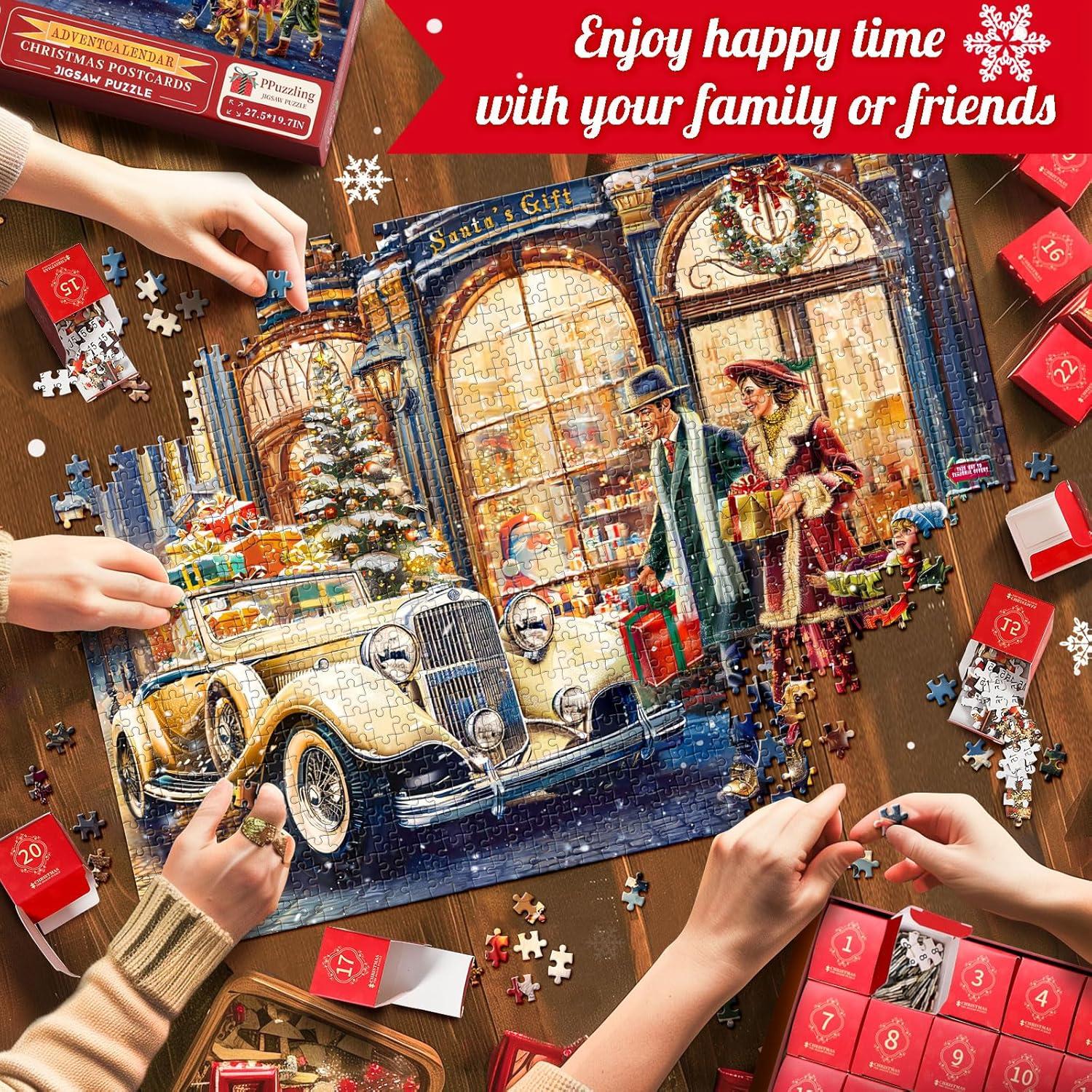 Weihnachts Puzzle Adventskalender 2024 1008 Teile Geschenk Weihnachten Rot