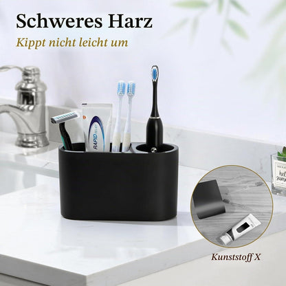 Zahnbürstenhalter aus Kunstharz, Schwarz, 2 Fächer