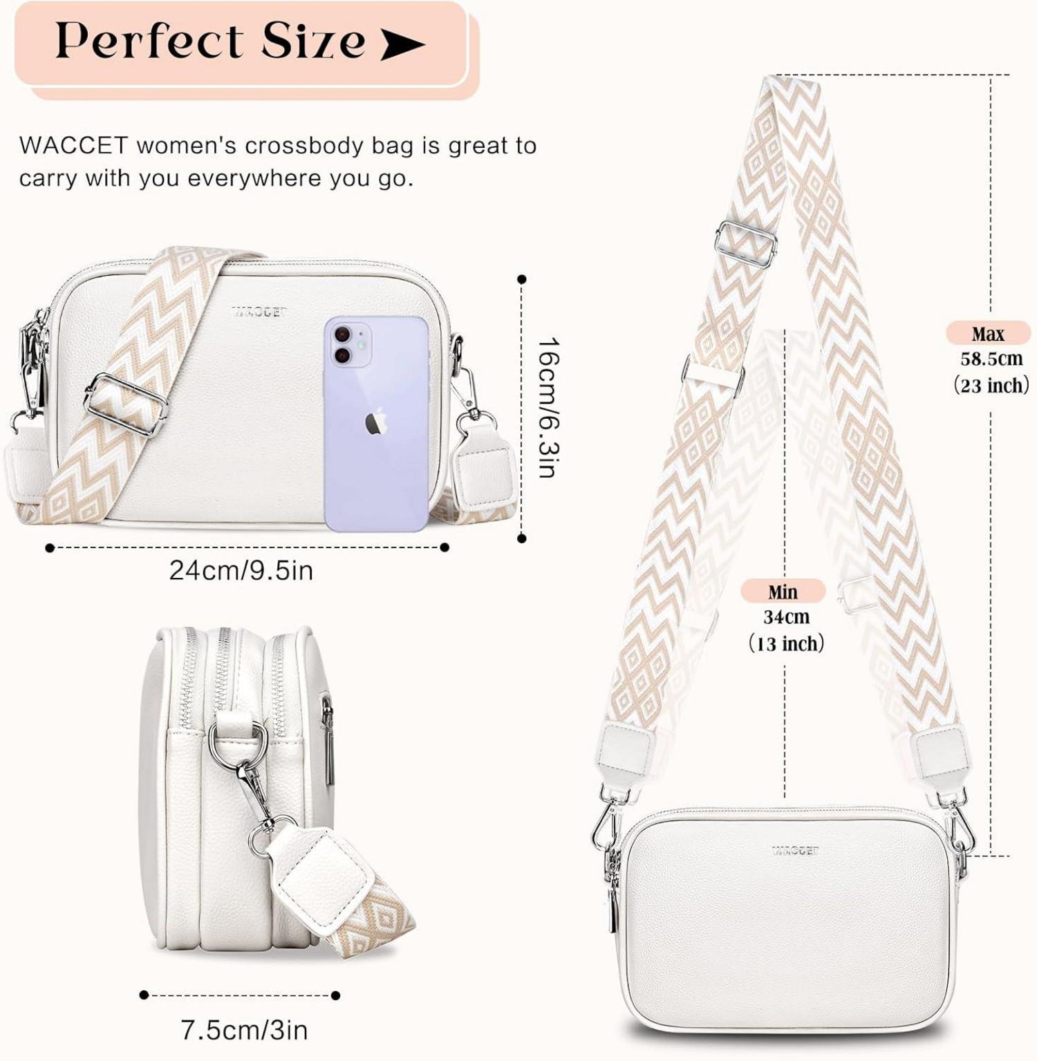 WACCET Umhängetasche Damen Schultertasche PU Leder Crossbody