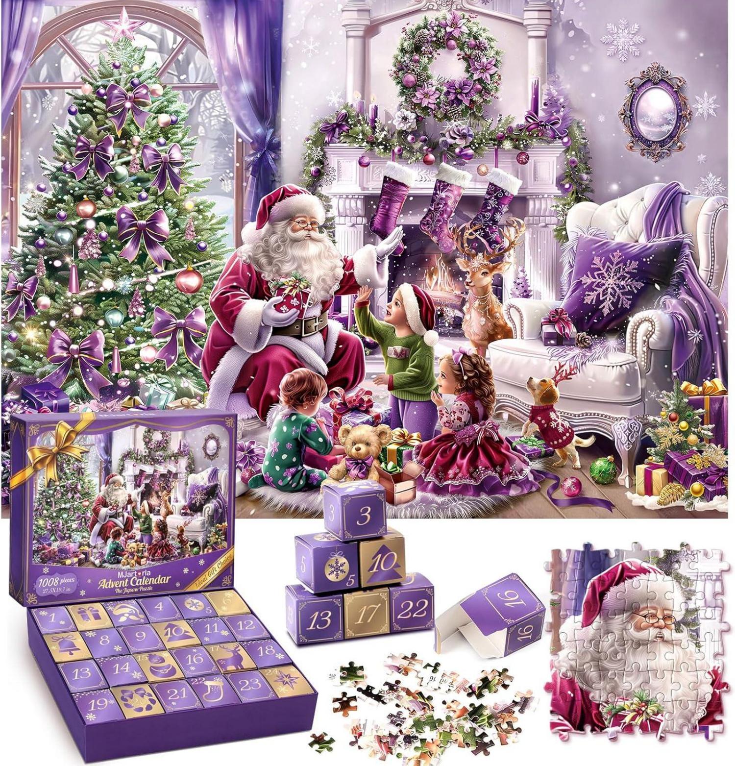 MJARTORIA Adventskalender 2024 Weihnachtspuzzle Set 1008 Teile