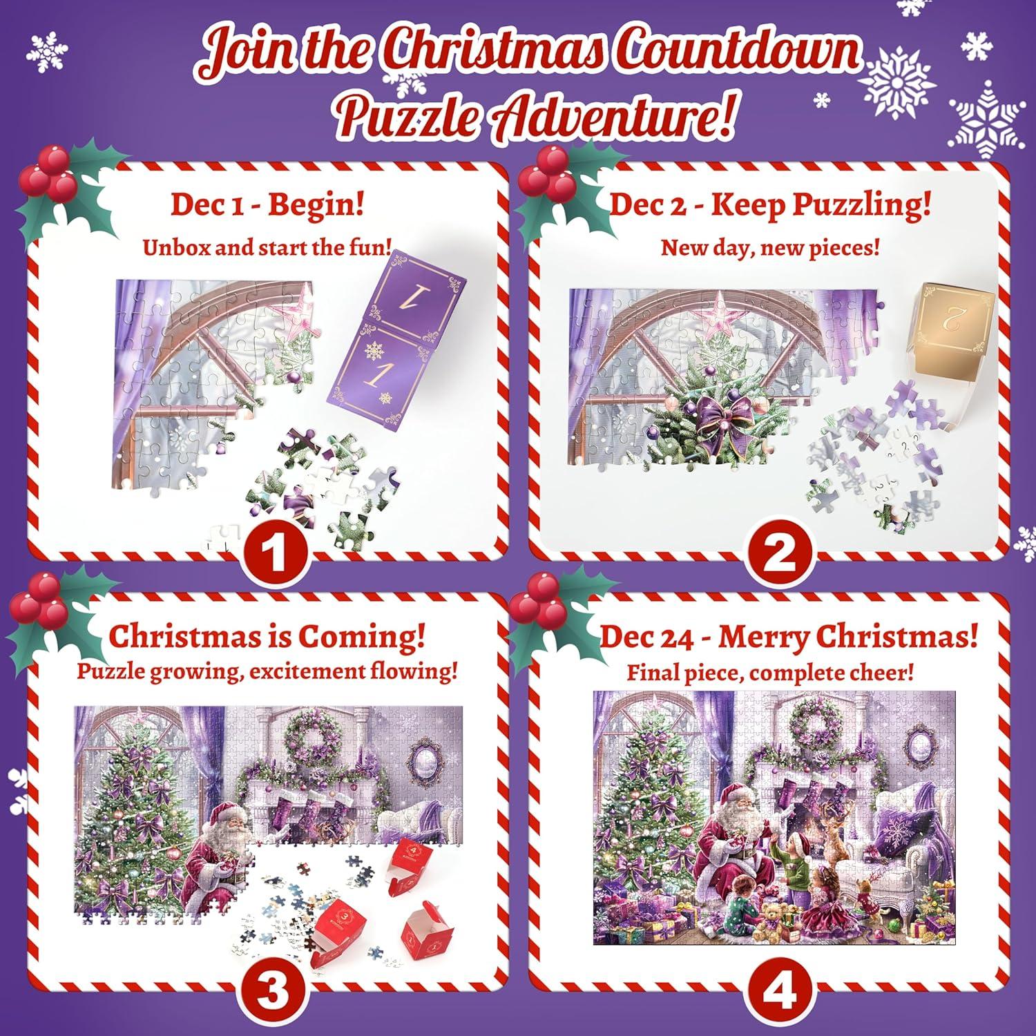 Adventskalender Puzzle Weihnachtselemente 24 Boxen Countdown