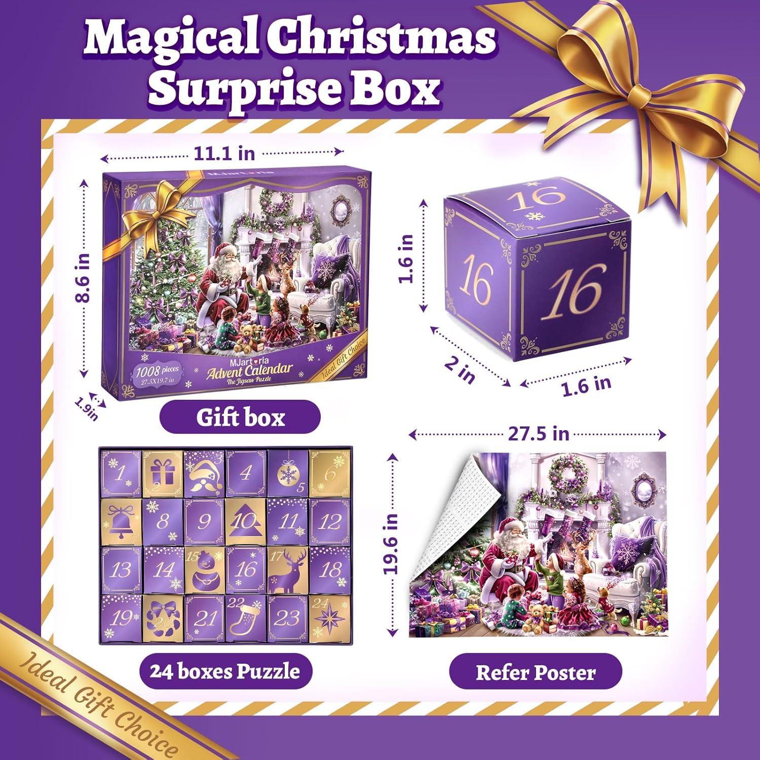 MJARTORIA Adventskalender 2024 Weihnachtspuzzle Set 1008 Teile