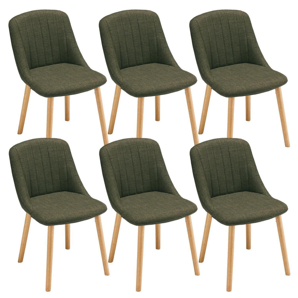 6 Esszimmerstühle Polsterstuhl Holzbeine Gras-Grün, Ergonomisch