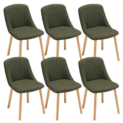 6 Esszimmerstühle Polsterstuhl Holzbeine Gras-Grün, Ergonomisch