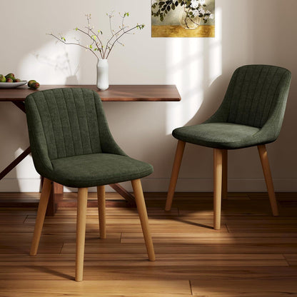6 Esszimmerstühle Polsterstuhl Holzbeine Gras-Grün, Ergonomisch