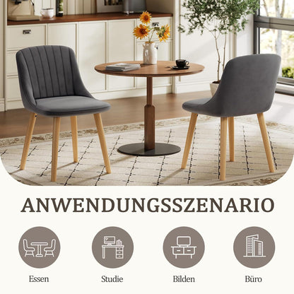 Samt Esszimmerstühle 6er Set mit Massivholzbeinen Dunkelgrau