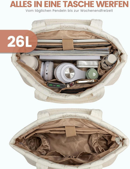Laptop Handtasche Damen Groß Laptoptasche 15,6 Zoll Beige