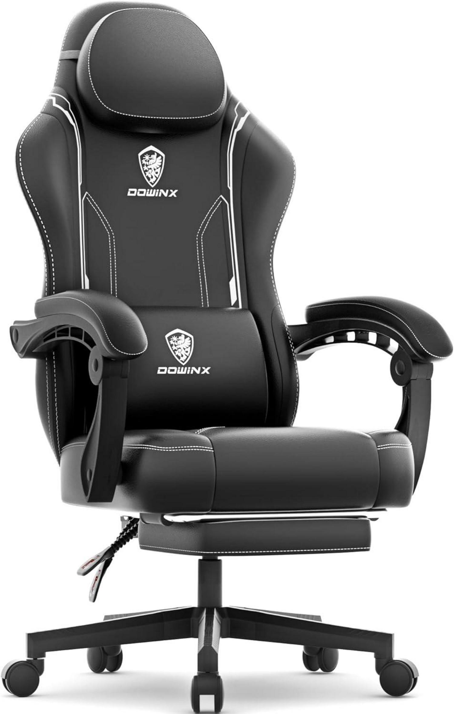 Dowinx Gaming Stuhl mit Lendenwirbelstütze und Fußstütze