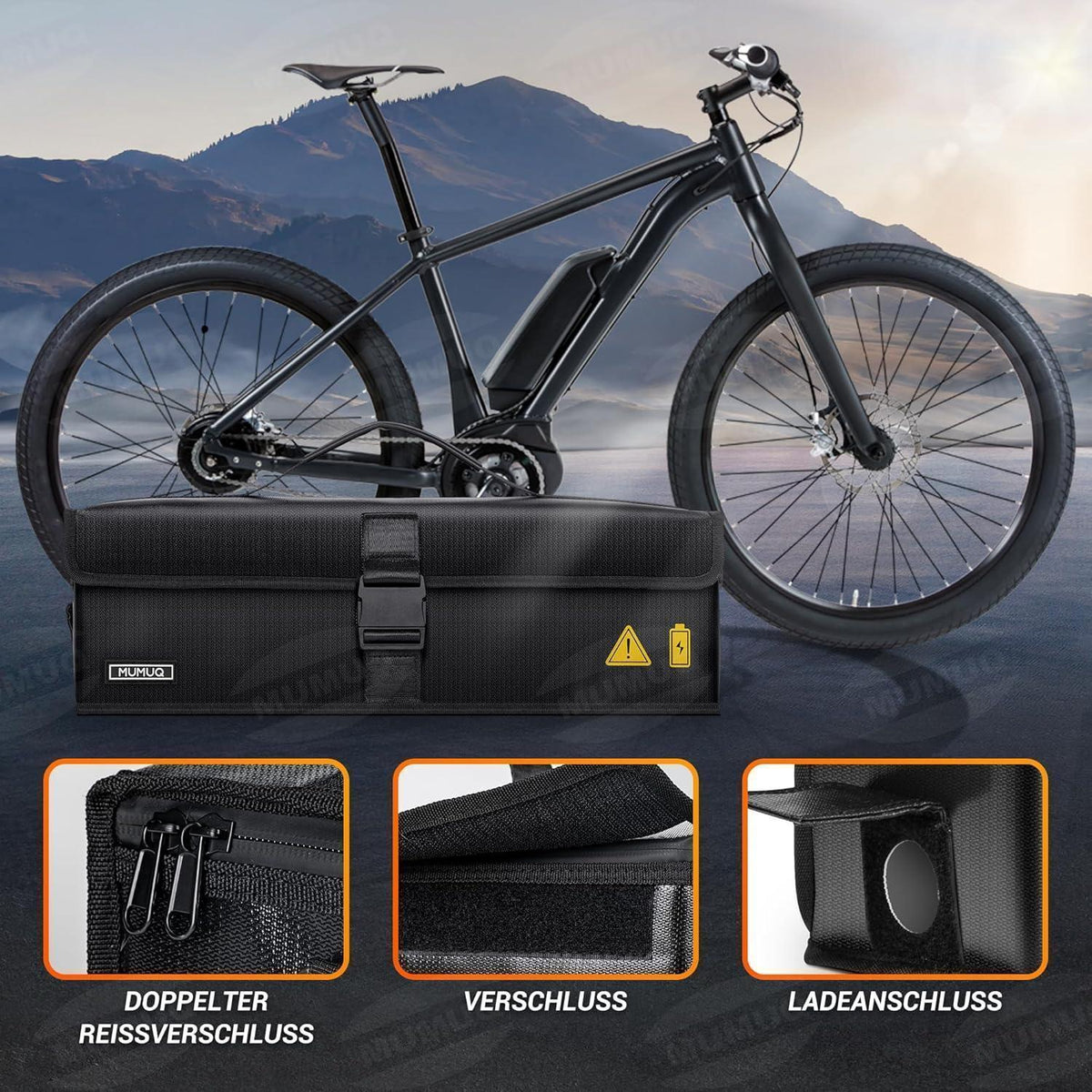 Feuerfeste Ebike Akku Tasche (M) mit Ladeanschluss