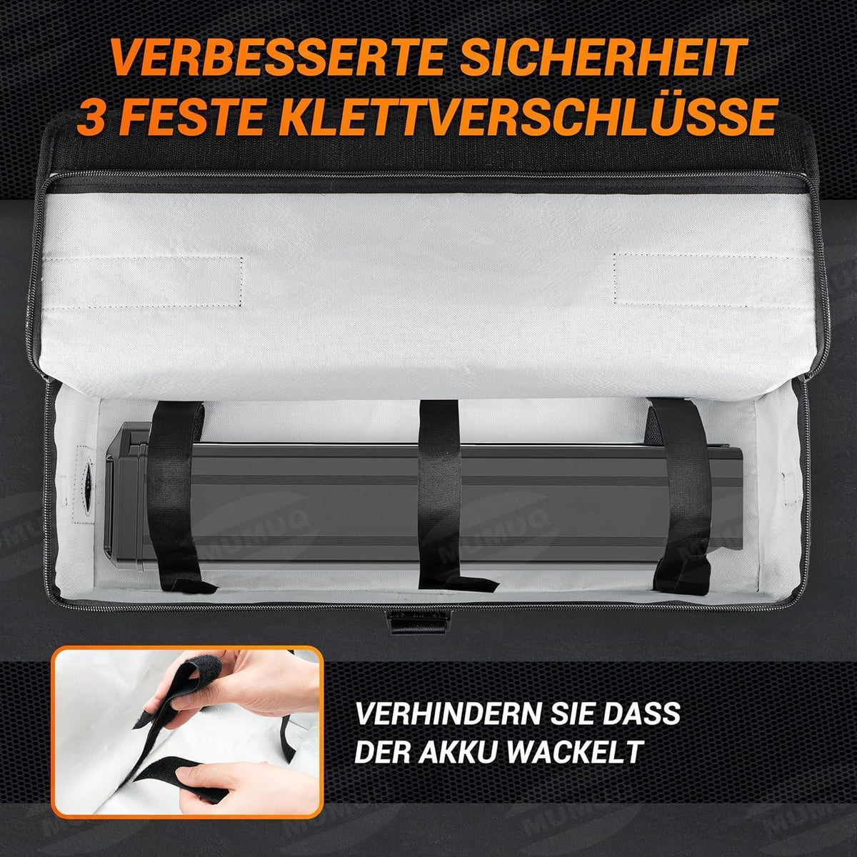 Feuerfeste Ebike Akku Tasche 49x15x15cm mit Ladeanschluss