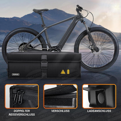 Feuerfeste Ebike Akku Tasche 49x15x15cm mit Ladeanschluss