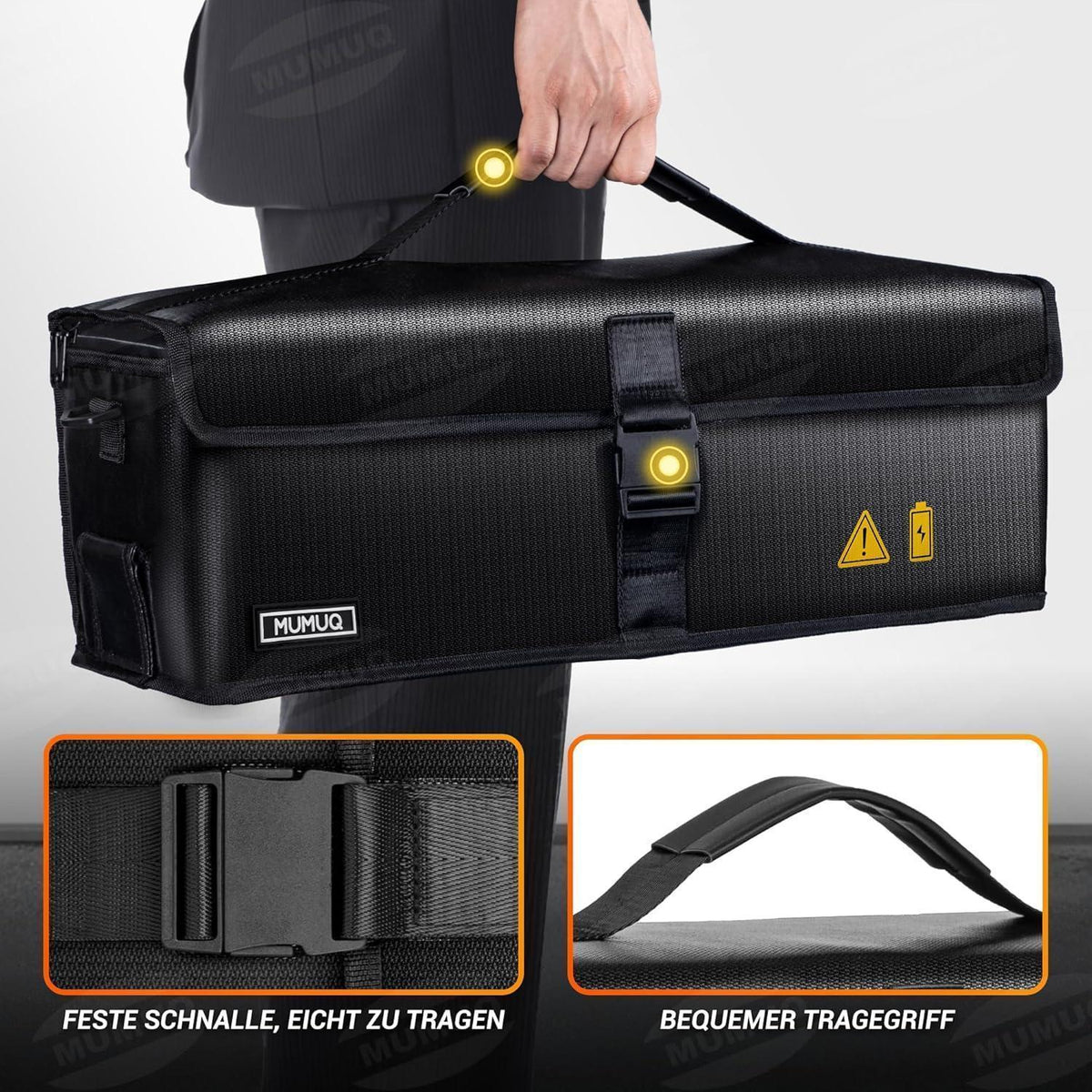 Feuerfeste Ebike Akku Tasche 49x15x15cm mit Ladeanschluss
