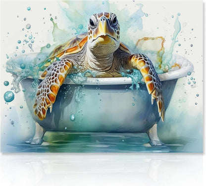 Seeschildkröte Badezimmer Leinwand Bild 30x40cm Ungerahmt