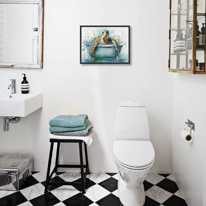 Seeschildkröte Badezimmer Leinwand Bild 30x40cm Ungerahmt