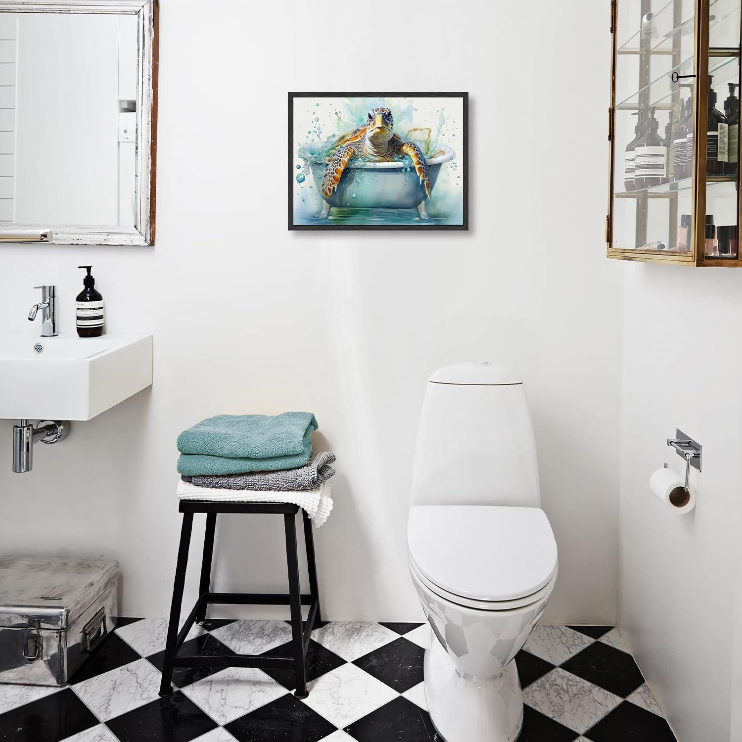 Seeschildkröte Badezimmer Leinwand Bild 30x40cm Ungerahmt