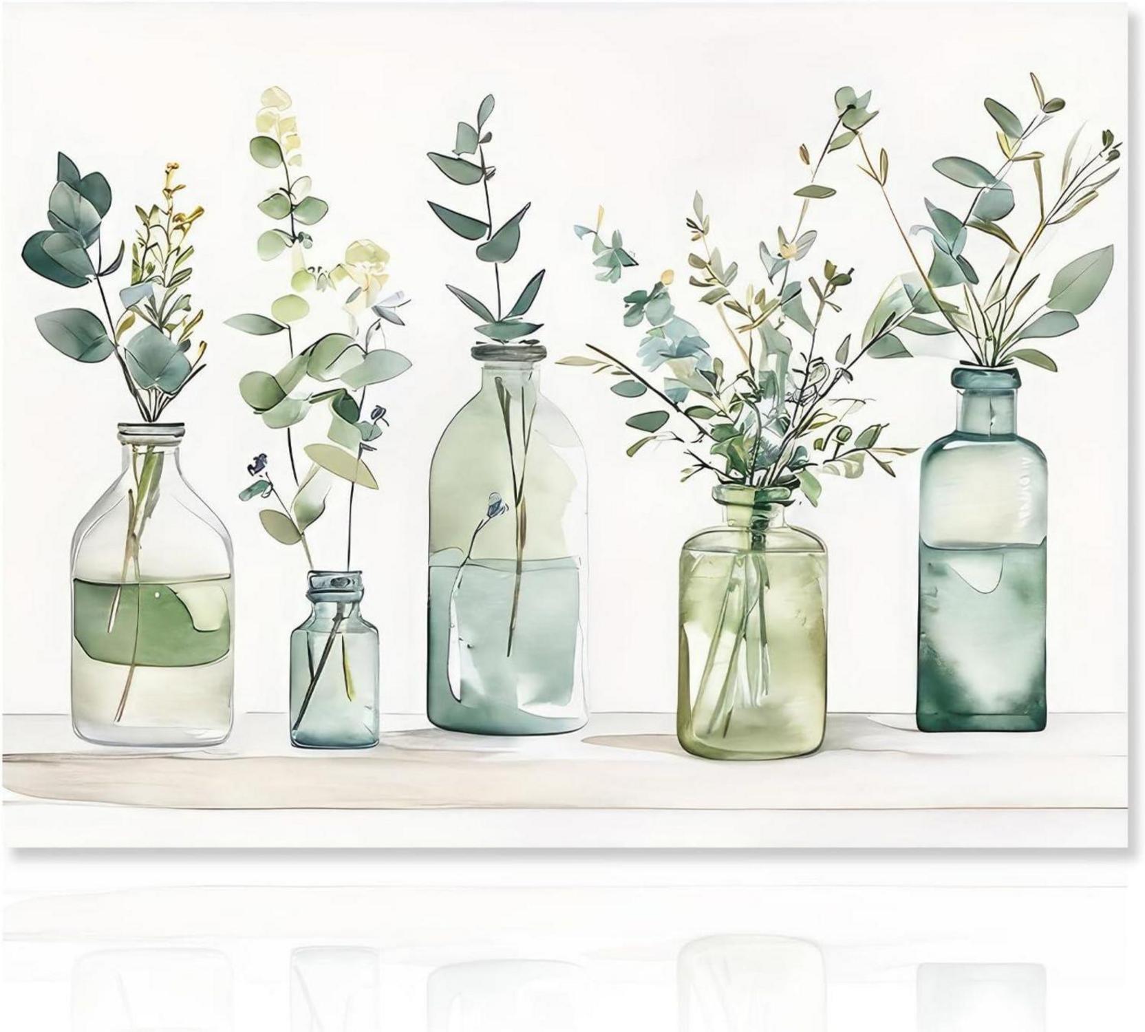 Botanische Wandbilder Flaschen Pflanzen Leinwand 30x40cm Ungerahmt