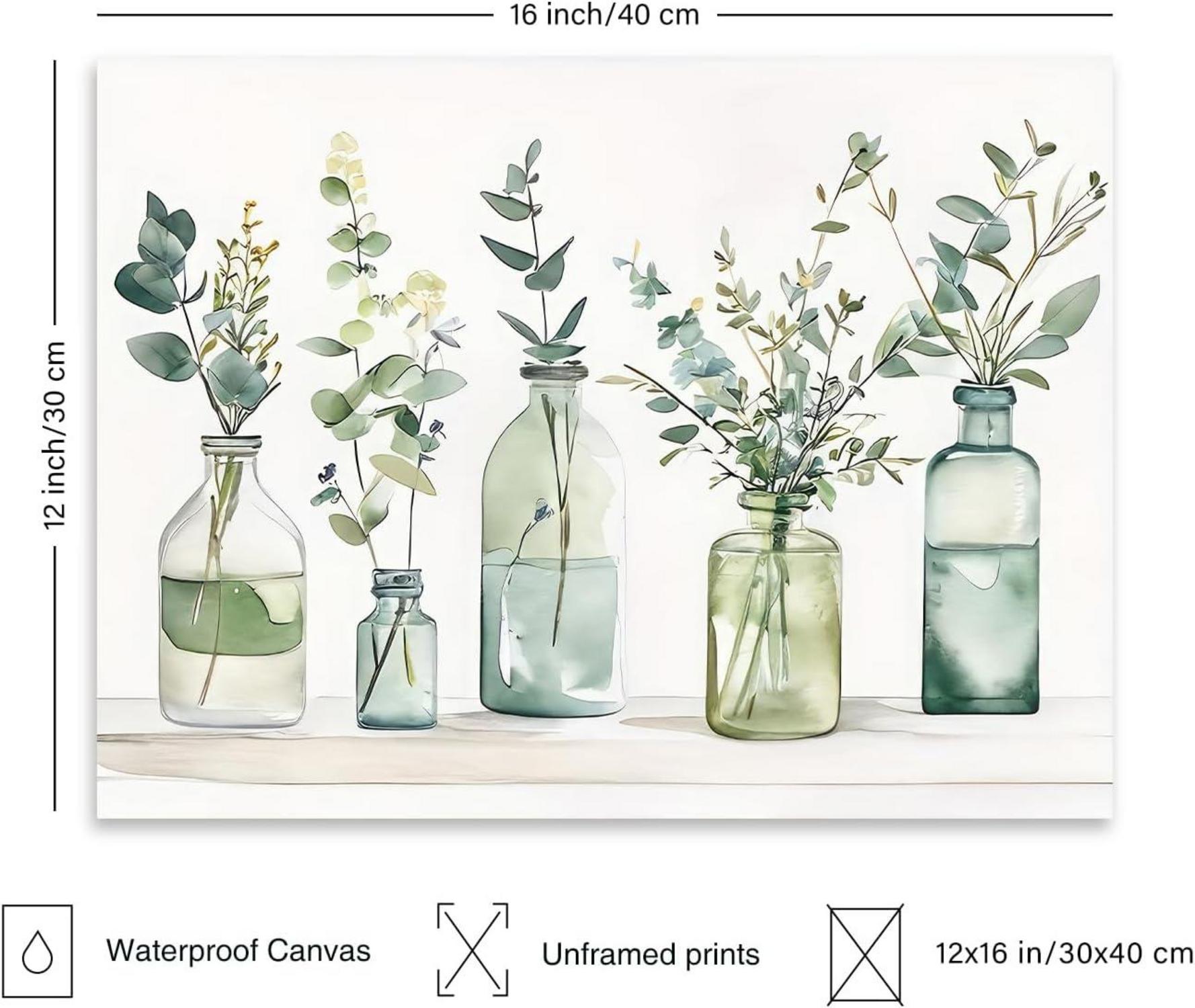 Botanische Wandbilder Badezimmer Flaschen Pflanzen Wandkunst 30×40 cm