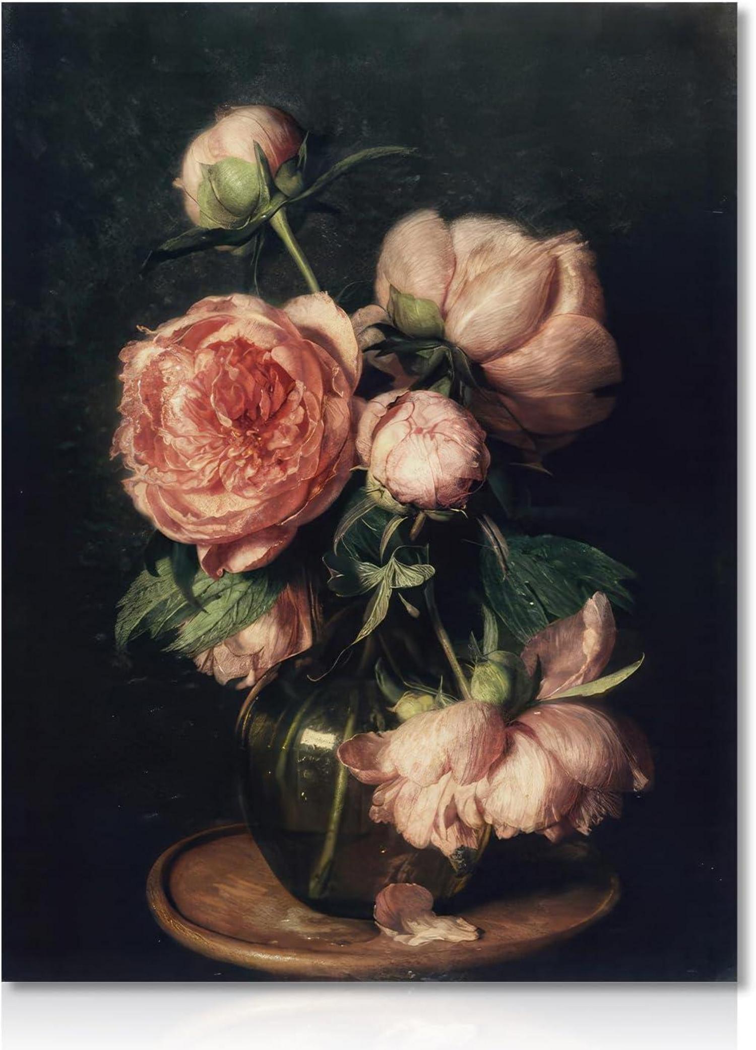 Pfingstrose Blumen Leinwand Poster Wandkunst 30x40 cm Ungerahmt