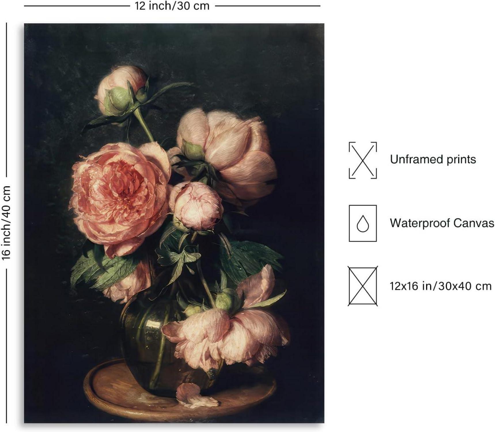 Dazzlewall Pfingstrose Wandkunst aus Leinwand, 30x40 cm, Ungerahmt