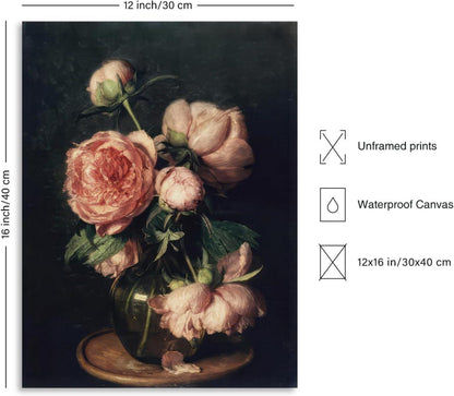 Dazzlewall Pfingstrose Wandkunst aus Leinwand, 30x40 cm, Ungerahmt