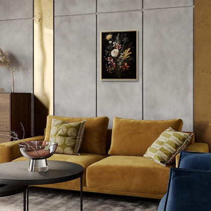 Vintage Schwarze Botanische Blumen Leinwand Poster 30x40cm