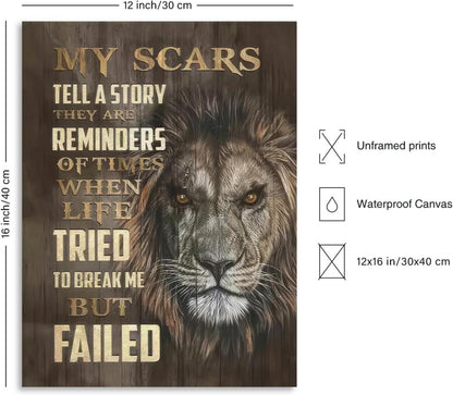 Löwe Wandkunst Leinwand Poster Inspirierendes Zitat 30x40 cm