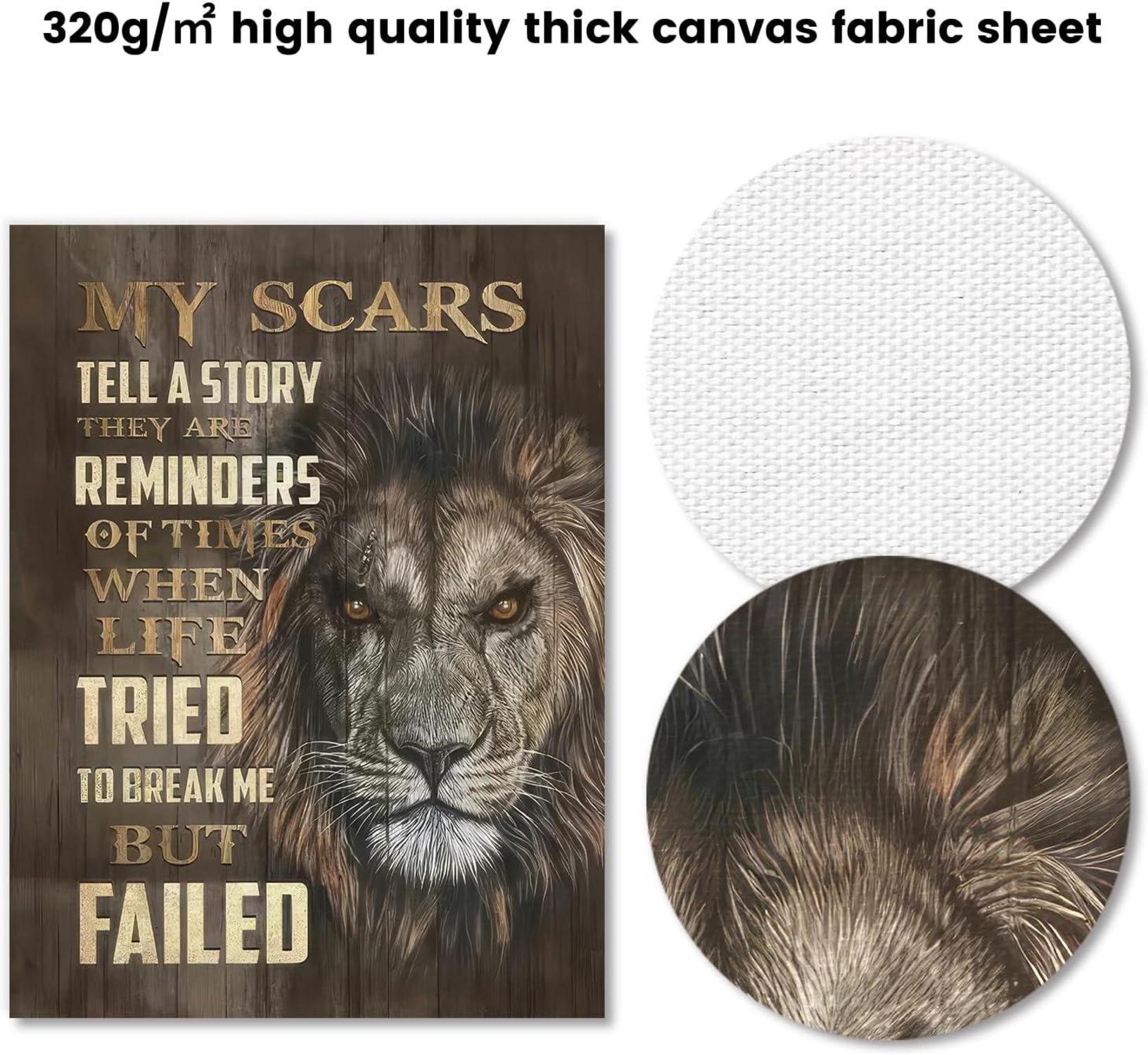 Motivierendes Löwen Wandbild Leinwand 30x40 cm Inspirierendes Zitat