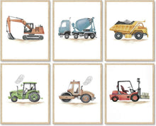 Baufahrzeuge Wandbilder Set für Kinderzimmer Dekoration 20x25cm