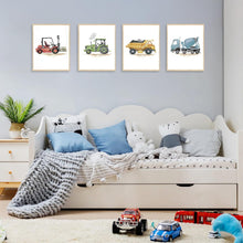 Bauauto Traktor Bagger Kran Wandbilder Poster Set 20x25cm