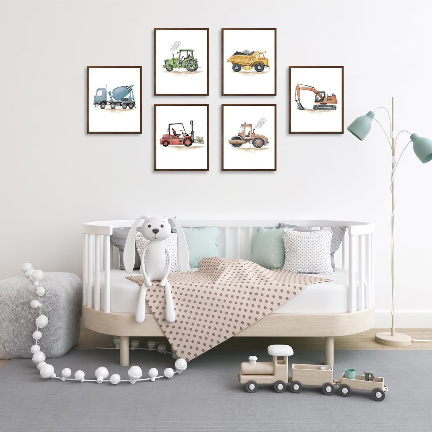 Baufahrzeuge Wandbilder Set für Kinderzimmer Dekoration 20x25cm