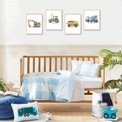 Bauauto Fahrzeug Wandbilder Traktor Bagger Kran Dekoration 20×25 cm