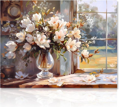 Blumen Leinwand Rustikale Bauernhof Wandbilder Vase 30x40cm