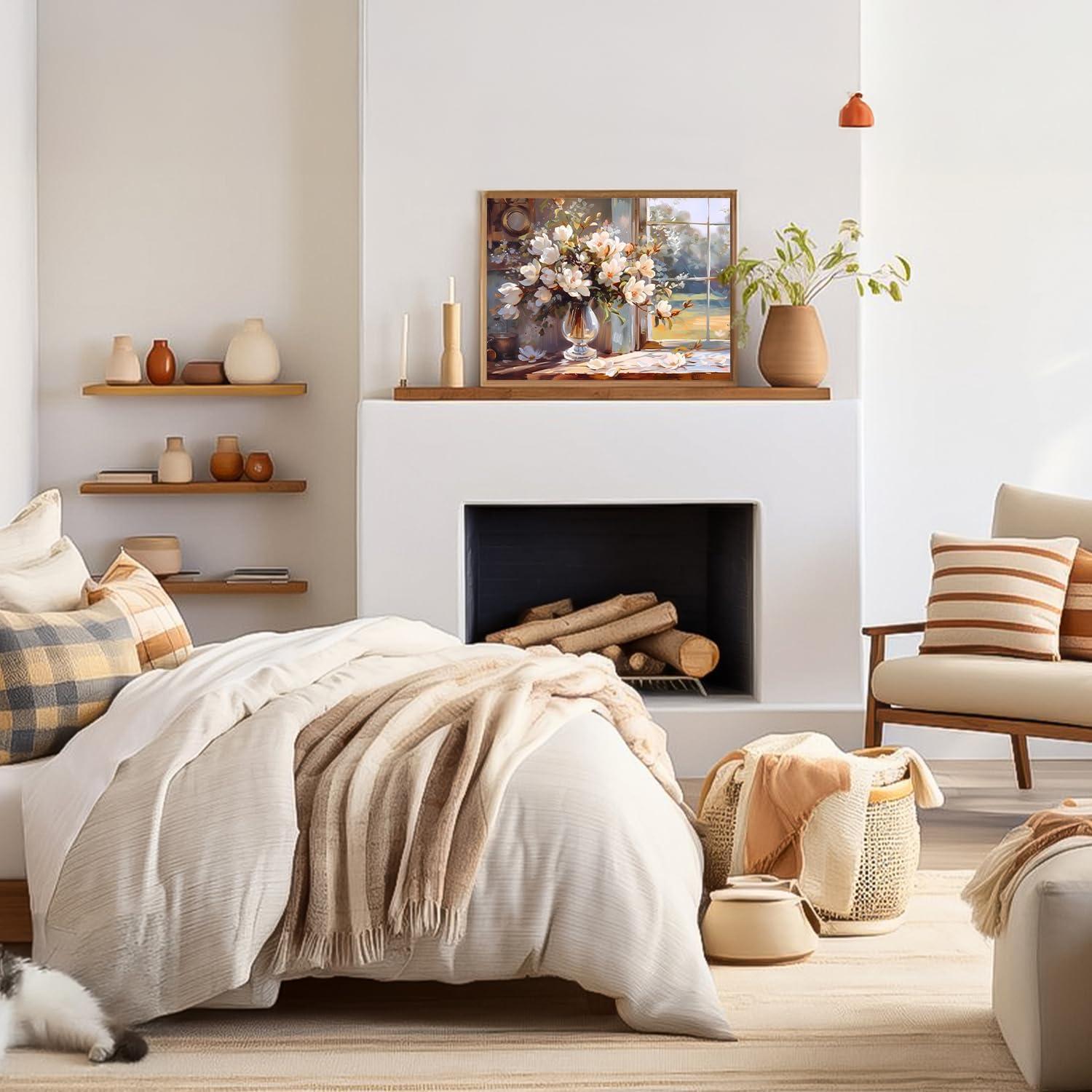 Dazzlewall Bauernhof Blumen Leinwand Bilder Rustikale Vase