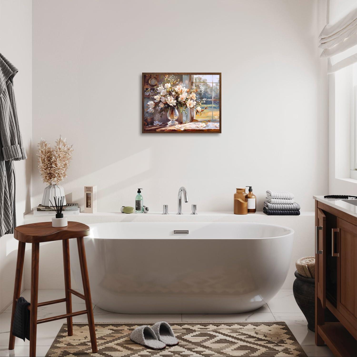 Dazzlewall Rustikale Blumen Leinwandbilder in Vase 30x40 cm Ungerahmt