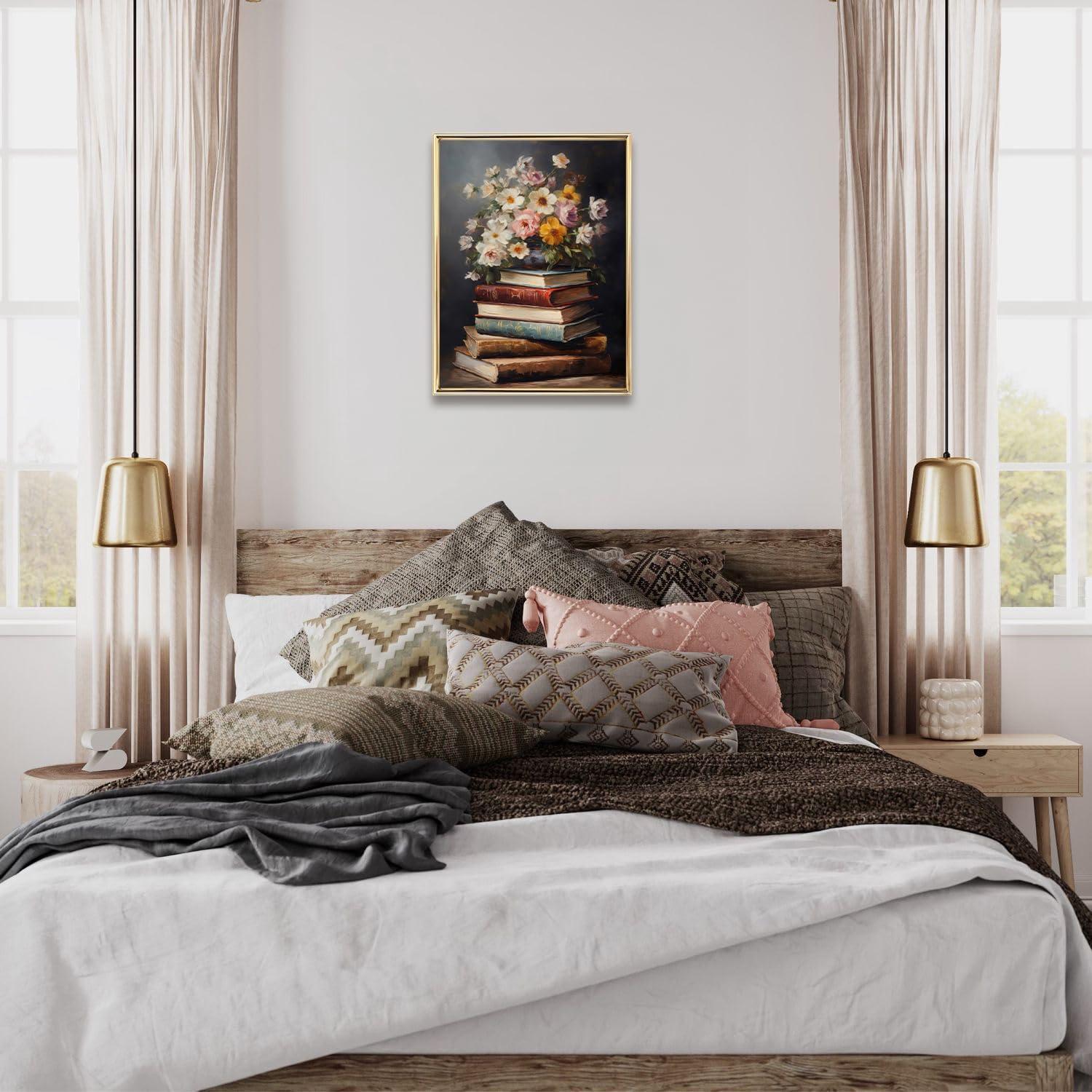 Dazzlewall Vintage Blumen Wandbilder Dark Academia Dekoration 30×40