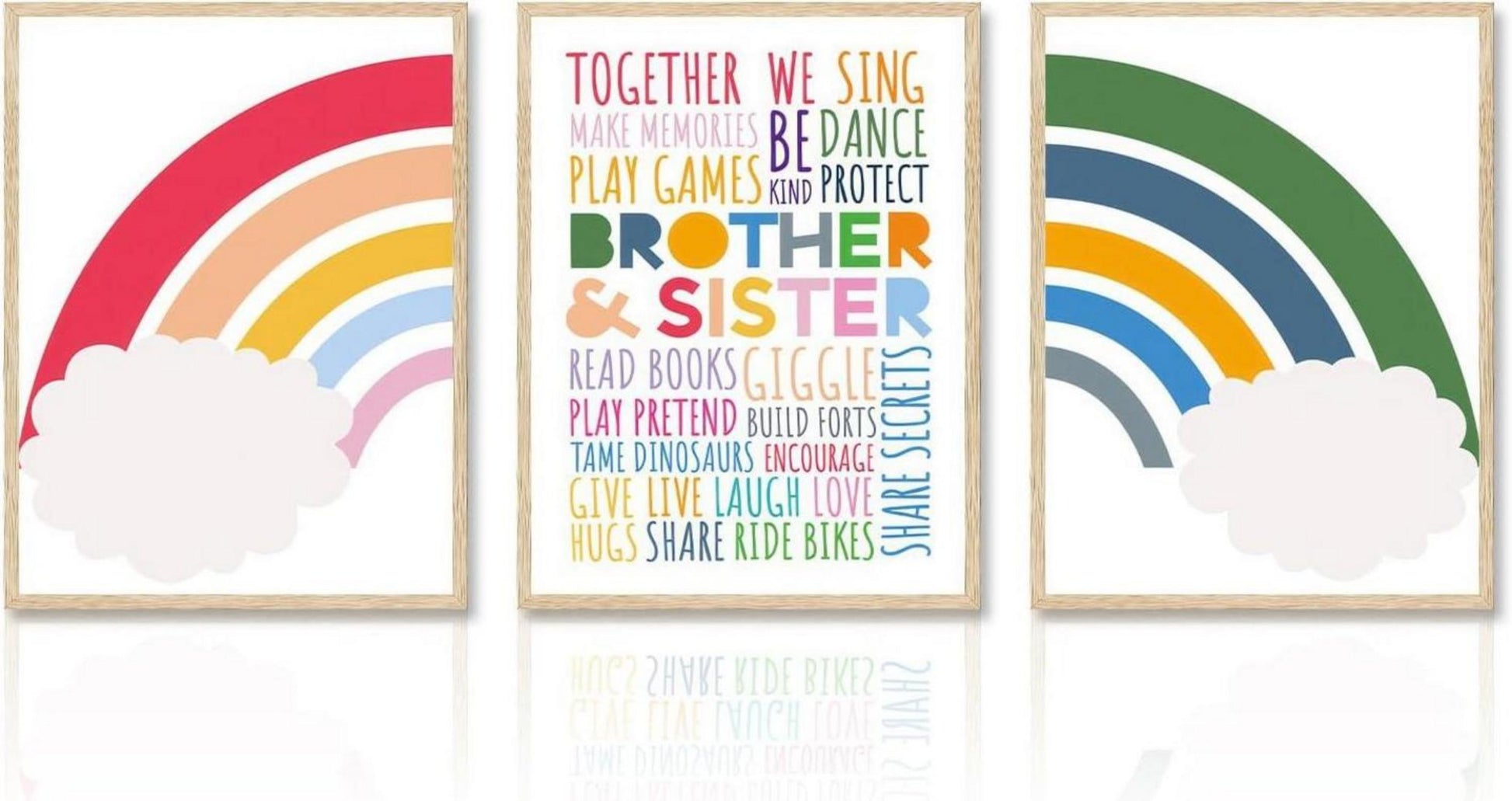 Regenbogen Wandbilder Poster Familienzitat Kinderzimmer 30x40cm 3er