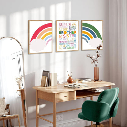 Regenbogen Motivierende Familie Zitat Bilder Poster 30x40 cm 3er Set